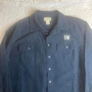 Vintage L.L. Bean men's blue chamois heavy weight cotton shirt‎ work pocket xxlt